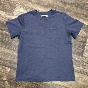 Criquet Shirt Mens Large Blue Short Sleeve Pocket Tee Pima Cotton Crew Neck